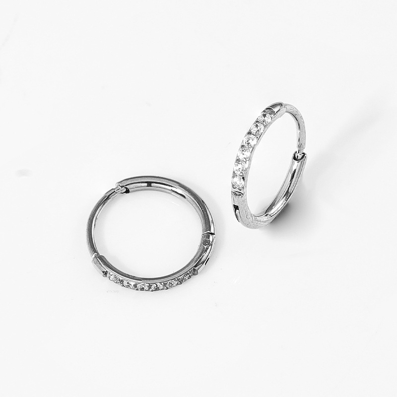 Aretes Zesen de Alta Calidad, Serie 2.0mm, Hechos a Mano, Populares en el Extranjero, de Acero Inoxidable, Finamente Tallados, con Incrustaciones de Diamantes, Cierres de Aretes, Aros