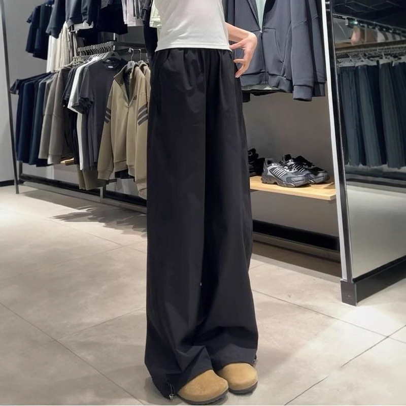 [Exclusively for Southeast Asia] Navy Blue Work Pants for Women, Summer Casual Straight-Leg Pants, Quick-Dry Sports Wide-Leg Pants