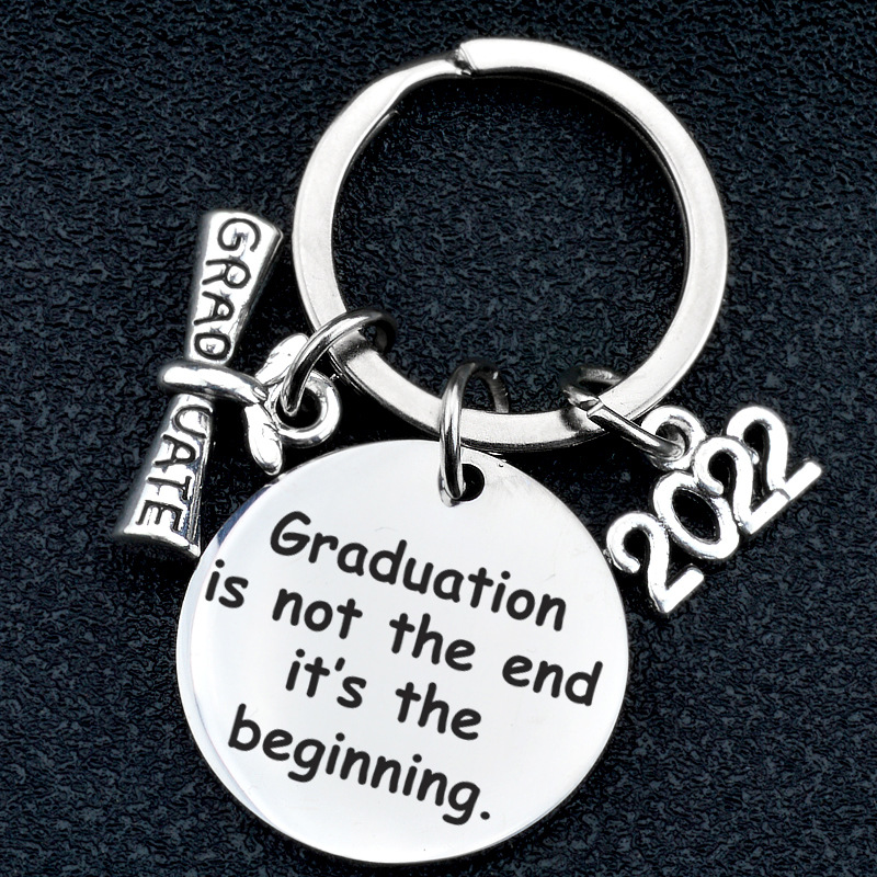 2022 Graduation Ist Anfang .. Schriftzug Edelstahl Schlüsselanhänger Graduation Saison Geschenk display picture 5