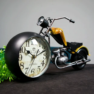 Ретро модель мотоцикла с часами металлический декор