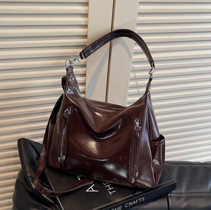 Bolsa Tote Cruzada para Mujer de PU con Cierre de Cremallera para Uso Diario