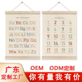 亚马逊学前教育实木挂画 ABC喷绘帆布海报儿童书房卧室装饰画