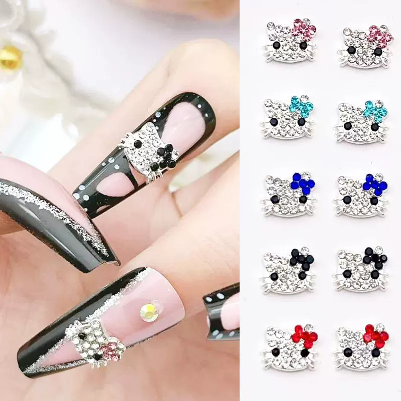 网红美甲配饰饰品卡通立体可爱凯蒂猫合金美甲饰品diy材料批发
