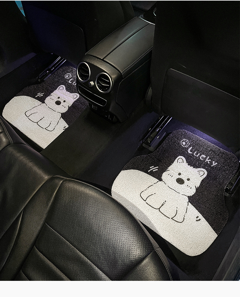 Car Floor Mat Wire Ring Universal Single Piece Main Driver Carpet Cute Ladies Floor Mat Anti-Dirty Anti-Slip Protective Mat Car Mat