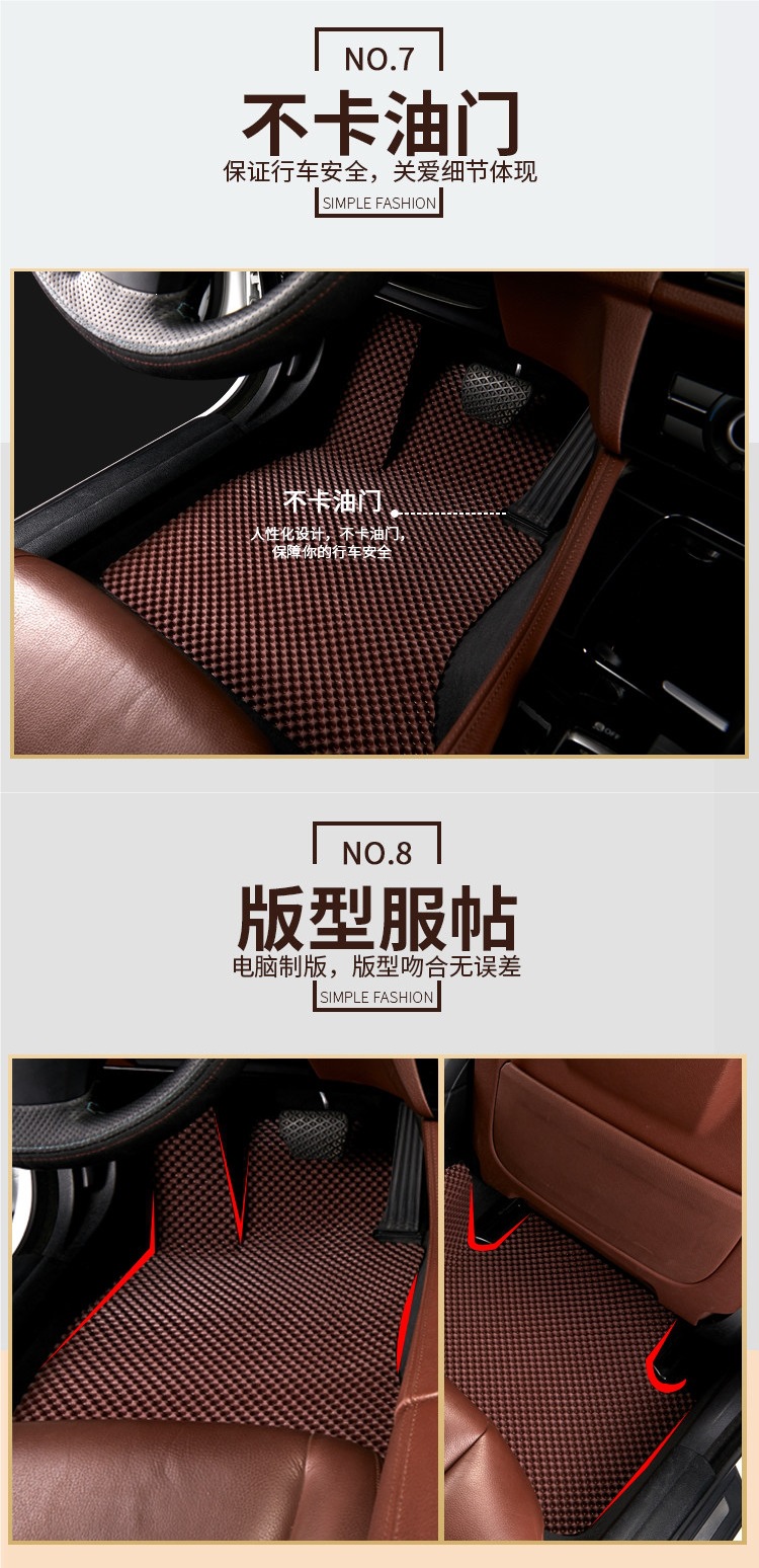 Eco-friendly, odorless TPE rubber latex waterproof and non-slip foot mats for electric vehicles, cars, driver and passenger seats, rear seats, SUVs, and off-road vehicles