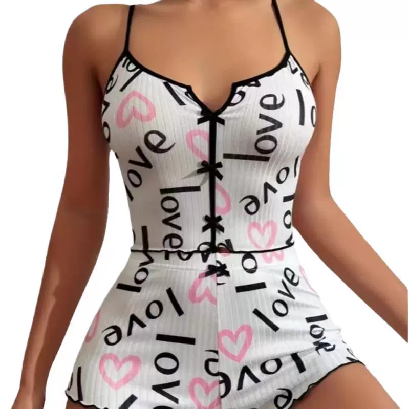 Pajama set women's multicoloured, bow detail, lifting effect