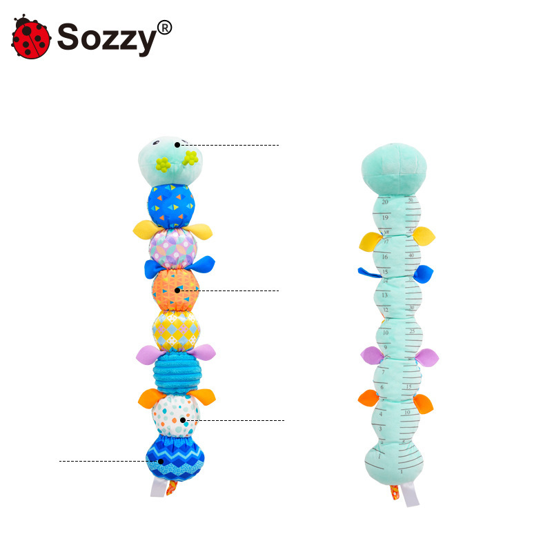 Sozzy oruga de goma, regla de altura, recién nacido, muñeca de peluche, muñeca de educación temprana, juguete de iluminación para bebés