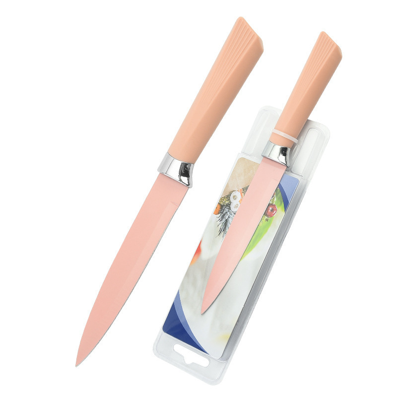 Punto de fábrica venta directa de acero inoxidable mango en forma de abanico cuchillo multifunción de cocina juego de embalaje de tarjeta de succión de doble cara