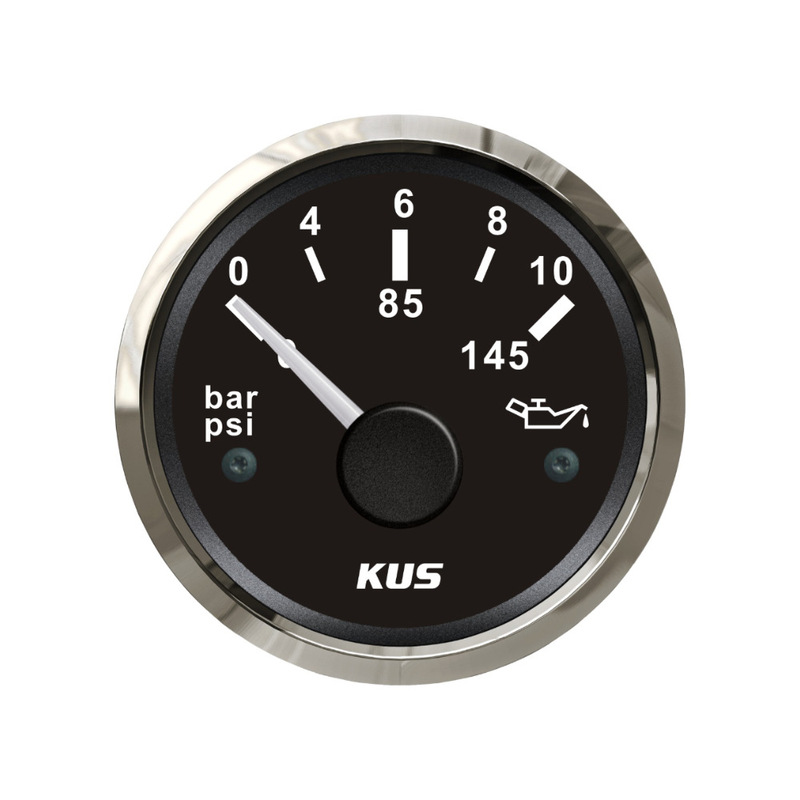 Kus Instrument Car Oil Pressure Gauge 5Bar 10Bar 52mm Universal Model for Ships, Cars, and Rvs with Night Light
