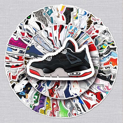 84 unique sneaker graffiti stickers luggage laptop skateboard car phone waterproof sticker