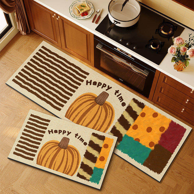 American retro cocina alfombra de suelo de absorción de agua alfombra de suelo de puerta de aceite dos piezas conjuntos de alfombra antideslizante resistente al desgaste fácil de cuidar