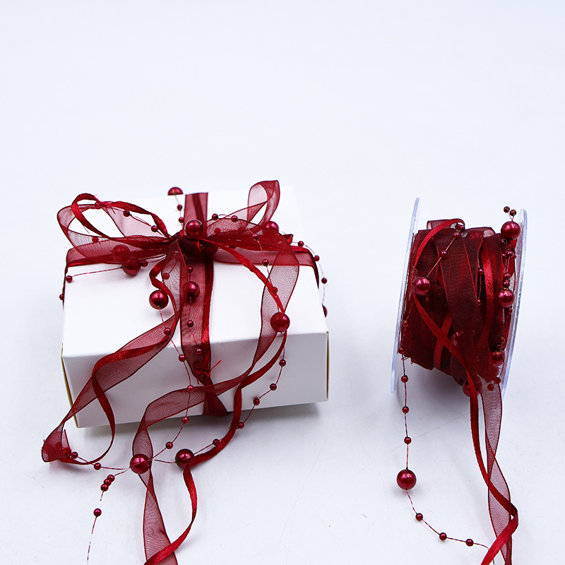 Hilo de amor de cuentas, cinta de perlas, cadena de cuentas creativas, cinta de color, material de embalaje de flores, accesorios para el cabello con cuentas, cinta de bricolaje de regalo