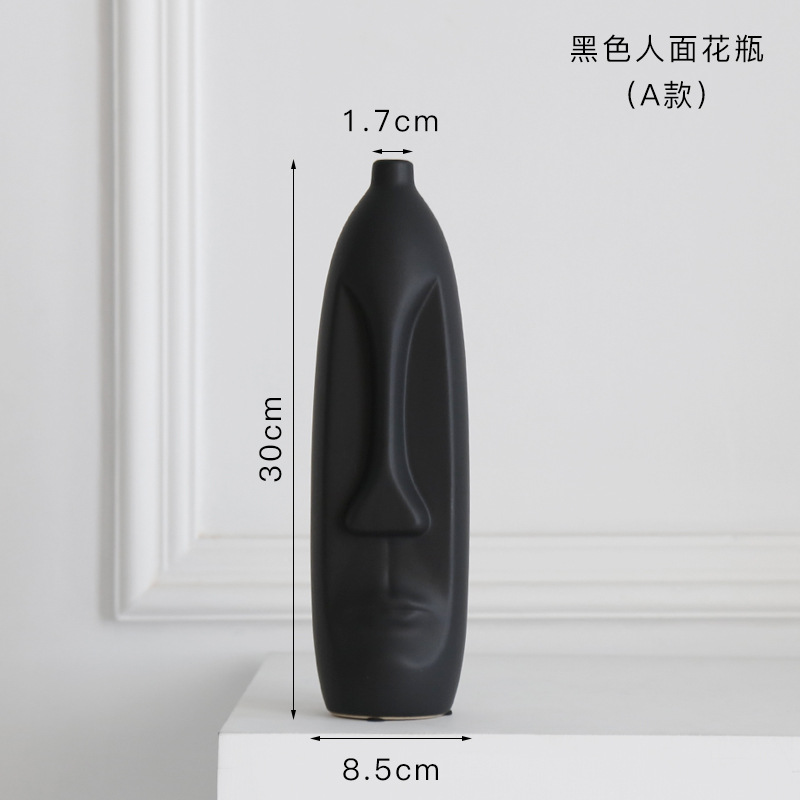 Blanco y negro jarrón de cerámica decoración moderna moda creativa arreglo de flores secas dispositivo de mesa de comedor sala de estar decoración del hogar