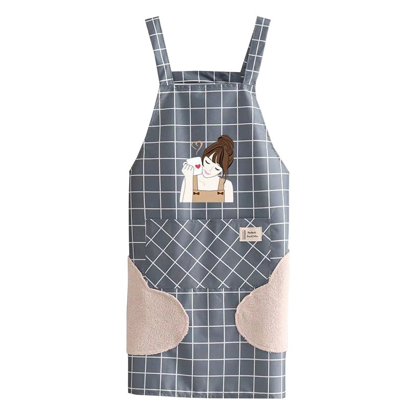 Venta al por mayor delantal de malla impermeable casa cocina cafetería cintura trabajo borrable mano en forma de H Correa delantal en stock