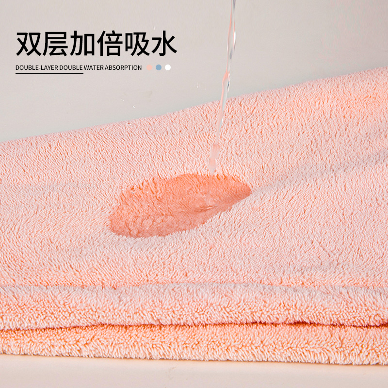 Gorro de ducha engrosado de secado rápido de microfibra súper absorbente toalla de secado al por mayor Gorro de secado de pelo de lana de coral de doble capa para mujeres