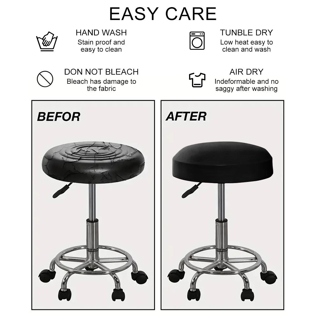 Transfronterizos color sólido resistente al agua seda de leche cubierta de taburete redondo cubierta de silla elevadora cubierta de bar SHEIN cubierta de silla en stock