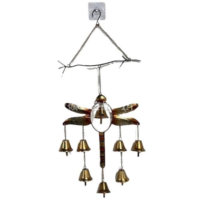跨境挂饰DragonflywithBellsWindChime蜻蜓风铃金属装饰品园艺花|undefined