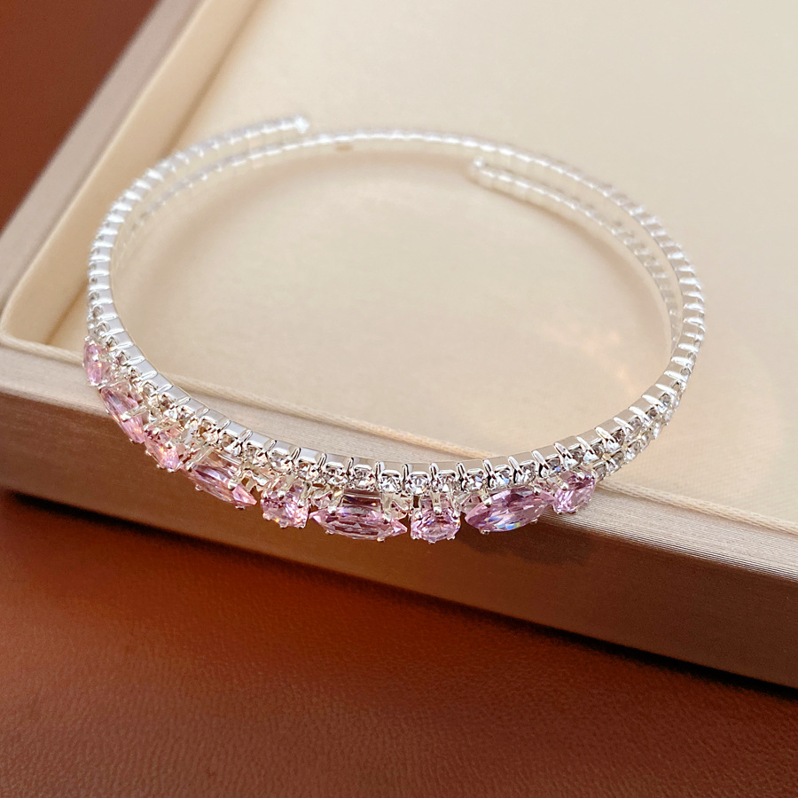 Diamantes arroz redondo geométrico pulsera elástica de doble capa temperamento pulsera de moda de alta calidad lujo ligero nicho joyería al por mayor