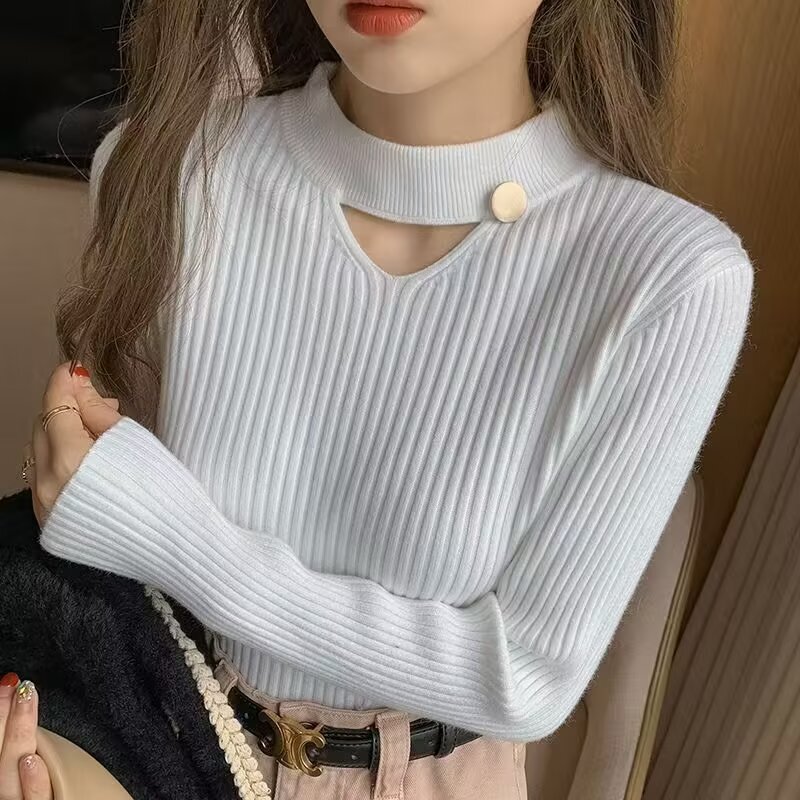 设计感针织衫女半高领打底衫2025秋季新款毛衣秋冬内搭高级感上衣|undefined