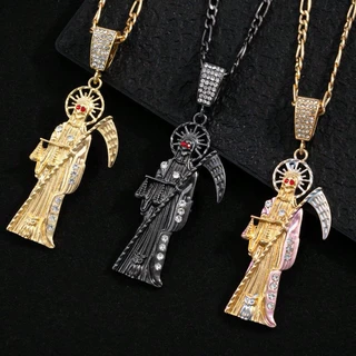 Santa Muerte吊坠项链镰刀魔鬼锁骨链哥特风跨境时尚暗黑颈部饰品