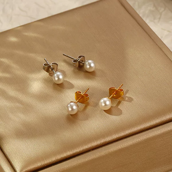 Cross-border new stainless steel zircon pearl steel ball earrings female European and American niche Joker luxury earrings earrings wholesale