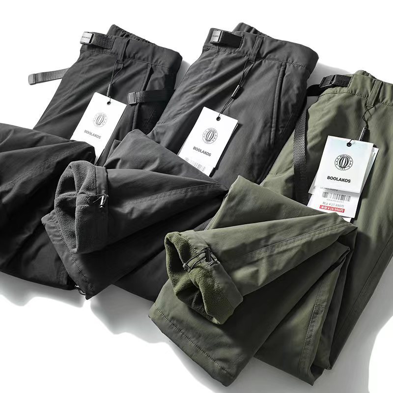 Outdoor Ski Series Export Men's Outdoor Windproof and Waterproof Fleece-Lined Thickeneded Warm Soft Shell Assault Casual Pants Trendy
