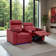 北欧头层牛皮电动功能沙发家庭影院双人观影小户型客厅直排全青皮