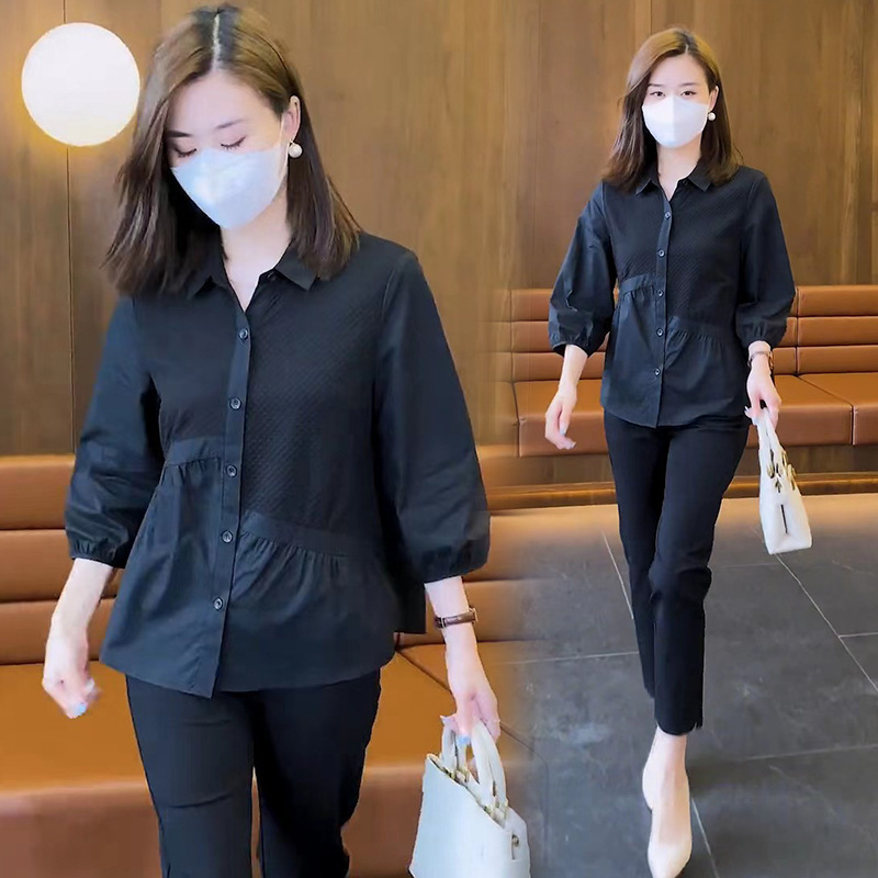 Women's Fashionable Tummy-Covering Three-Quarter Sleeve Shirt 2026 Spring Collection Shirt with a Stylish and Elegant Design as a Base Layer Women's Fashionable Tummy-Covering Three-Quarter Sleeve Shirt 2026 Spring Collection Shirt with a Stylish and Elegant Design as a Base Layer