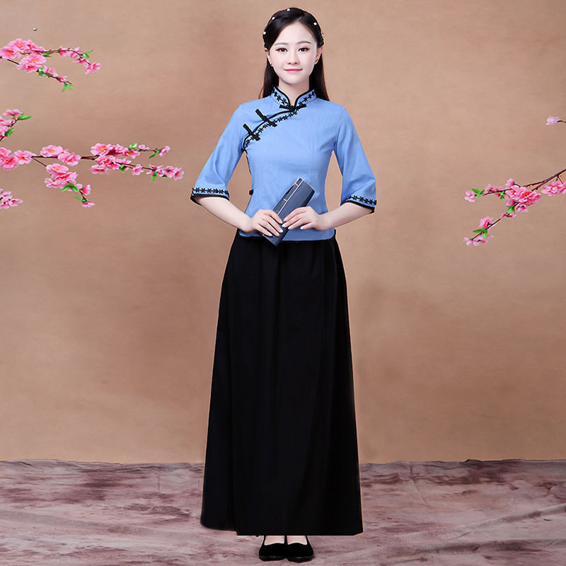 中華民国風学生服、レトロ文学漢服、綿麻、5月4日若者卒業シーズンクラス制服、合唱ドラマパフォーマンス服|undefined