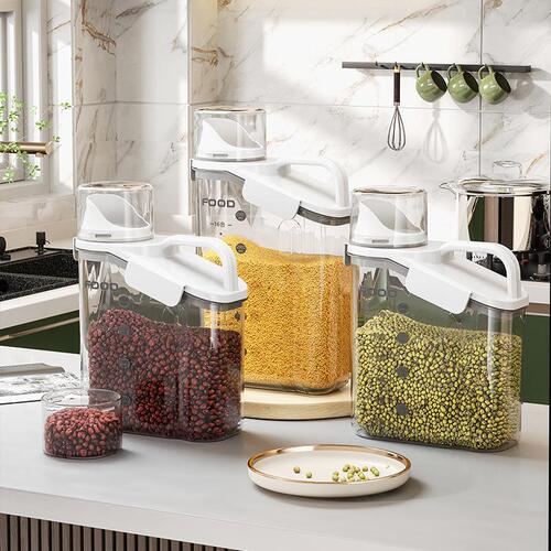 Grains cans, moisture-proof and insect-proof sealed cans, graduated rice barrels, household grain storage tanks, kitchen transparent storage tanks