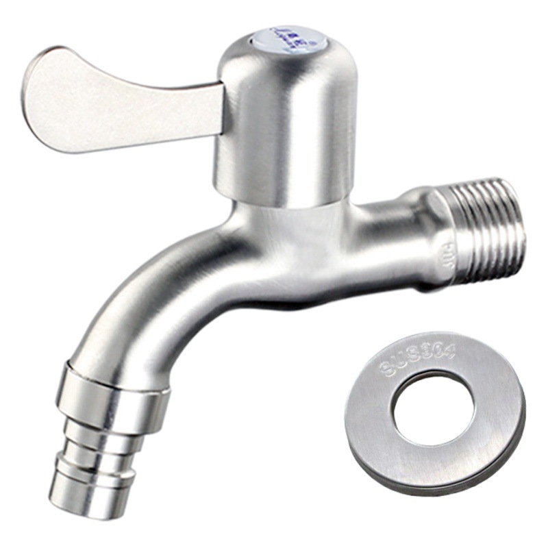 4 Points Extended 304 Stainless Steel Faucet Household Quick-Open Washing Machine Faucet Tap Water Switch Faucet