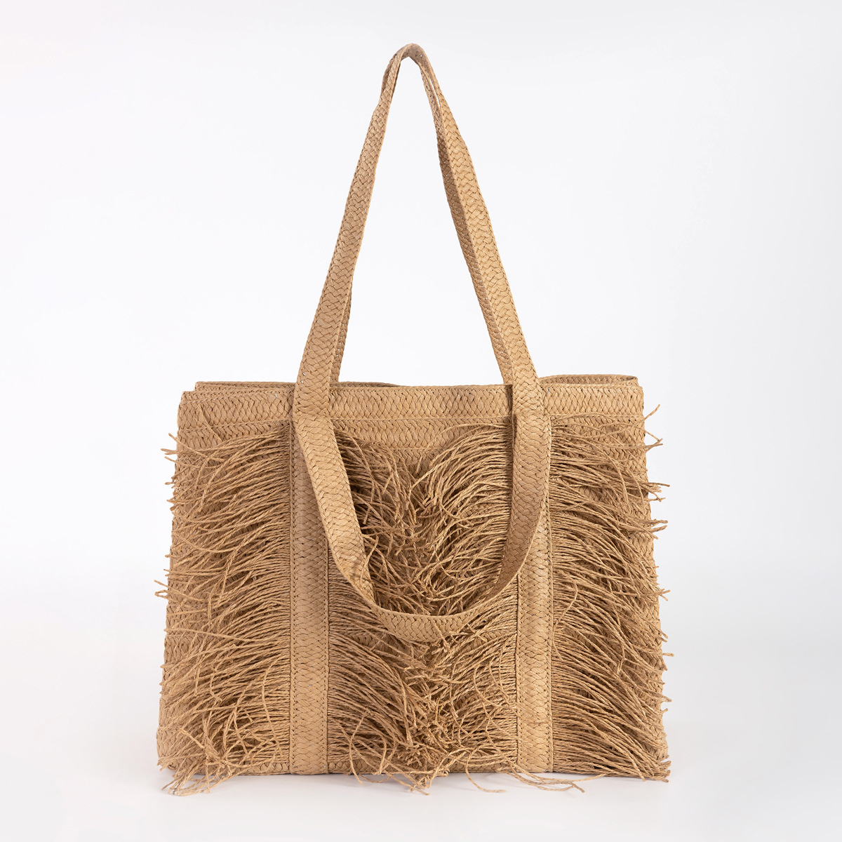 1350g Weight Women's Large Paper Solid Color Elegant Streetwear Straw Square Zipper Straw Bag