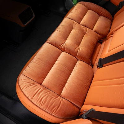 Seat cushion, seat cover: Rear Thickened Plush Flannel Seat - checkered-flannel-emma-orange-back-row-1-piece
