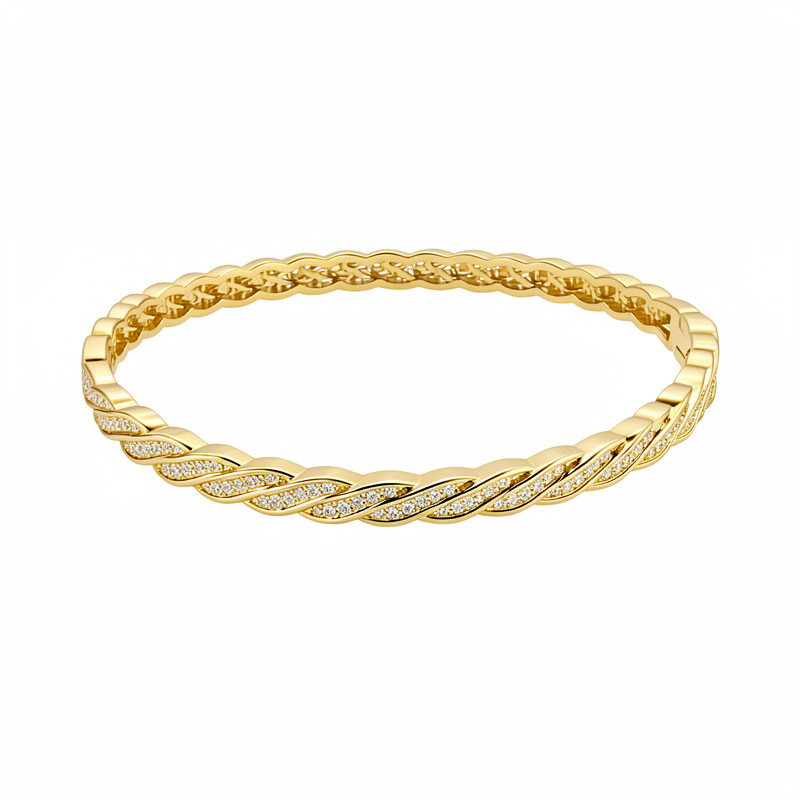Brazalete de piedra de oro real, brazalete de abertura torcida, temperamento minimalista, pulsera de moda, brazalete de lujo ligero.