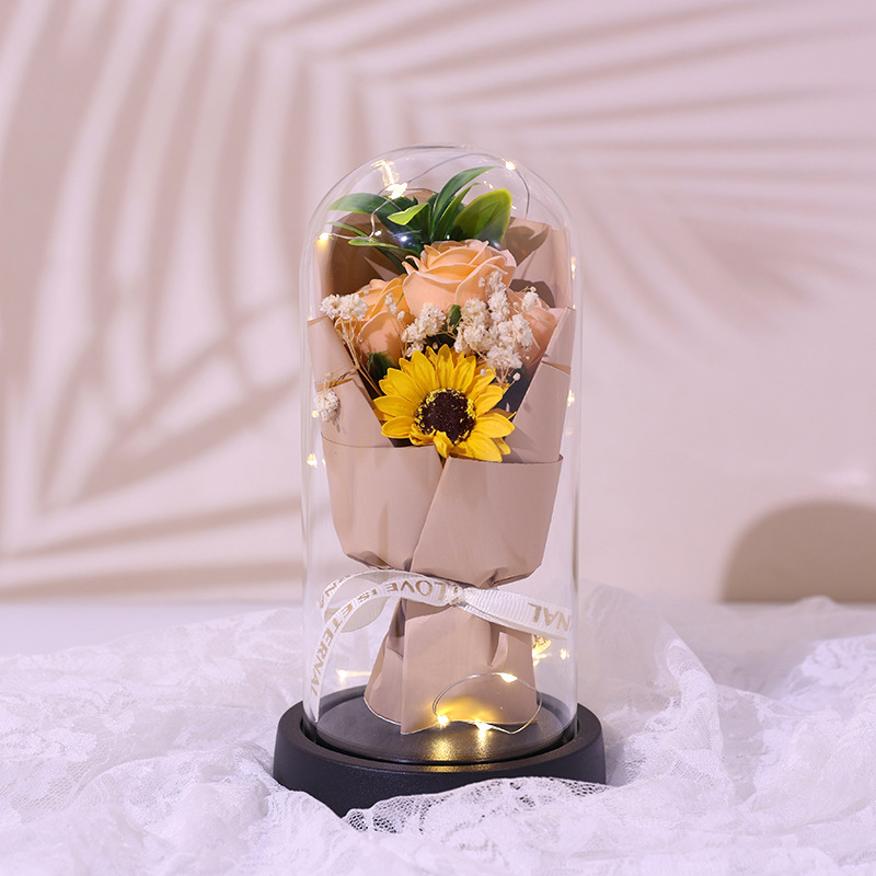 520 regalo de San Valentín copa de vidrio eterno flores secas rosas jabón flores para amigos y esposas adornos exquisitos