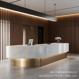Acrylic Artificial Stone Reception Desk Manufacturer Wholesale Foreign Trade Processing Reception Special-Shaped Front Desk