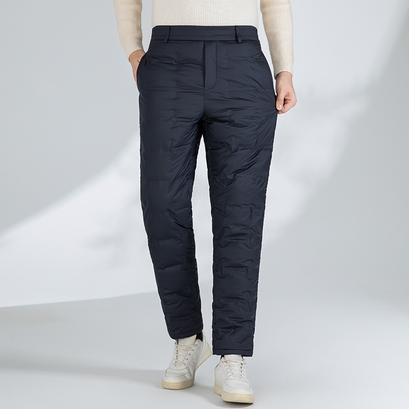 Middle-Aged and Elderly Men's Winter down Pants, Men's Casual Pants, Thickeneded Lining, Duck down Pants, Close-Fitting Warm Cotton Pants