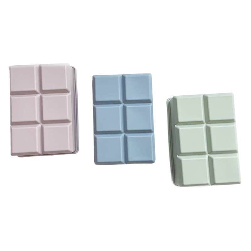 Molde de bandeja de hielo cuadrada de silicona de grado alimenticio de 6 compartimentos con tapa, caja de hielo para cubitos de whisky, juego Morandi listo para la venta