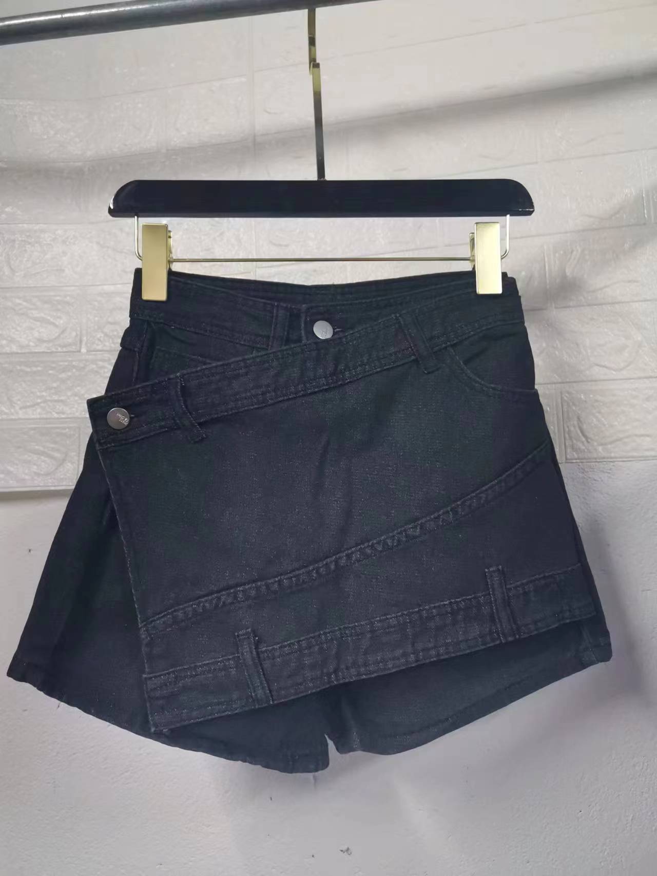 Women's High Waist A-line Denim Skort Summer Casual Wide Leg_voghion.com