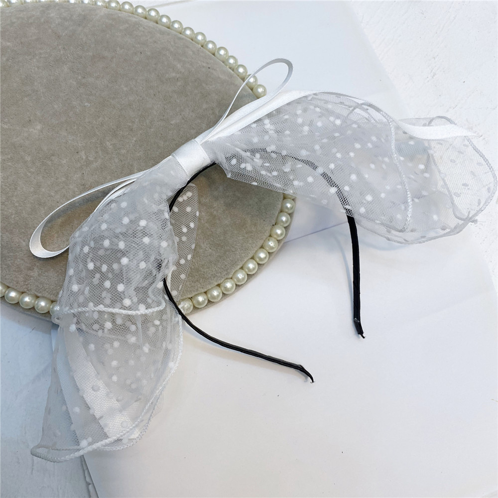 Korean Polka Dot Mesh Bow Hair Band display picture 6