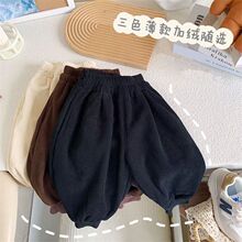 儿童新款洋气男女童宽松休闲运动裤中小童加绒加厚灯芯绒束脚裤子