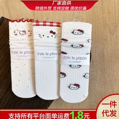 夏季薄款中筒袜网红可爱kitty猫袜子女ins网眼白粉色日系可爱袜子