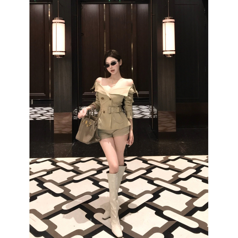 忆可达【经济上行】复古大翻领收腰双排扣小个子短款风衣外套女|undefined