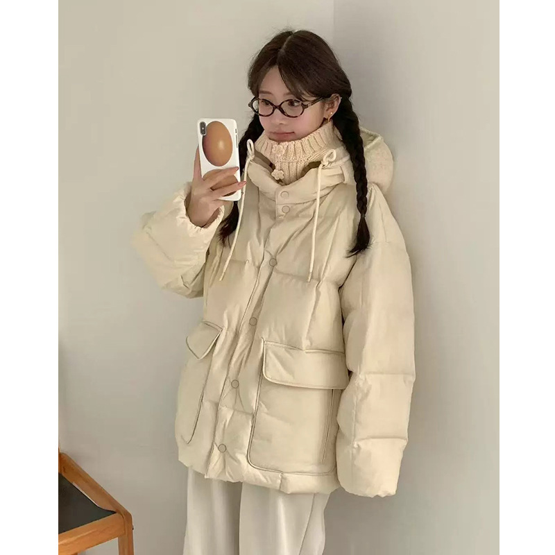 In Stock! Korean Dongdaemun E*G Egg Home Korean-Style Cute Age-Reducing Hooded Warm Duck down Jacket Coat