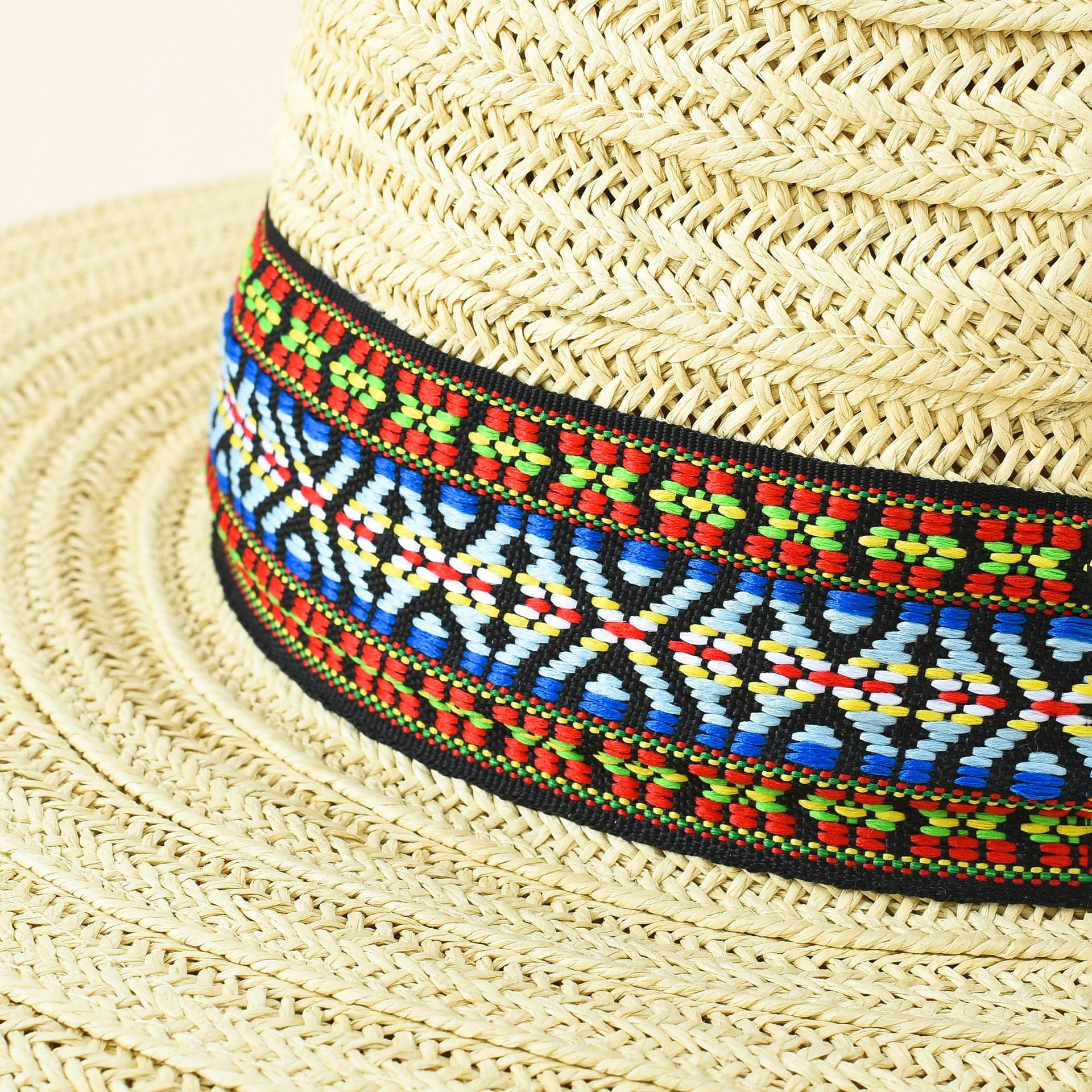 2021 bohemio verano nuevo parche de moda de paja cúpula de ala ancha protección solar sombrero de paja
