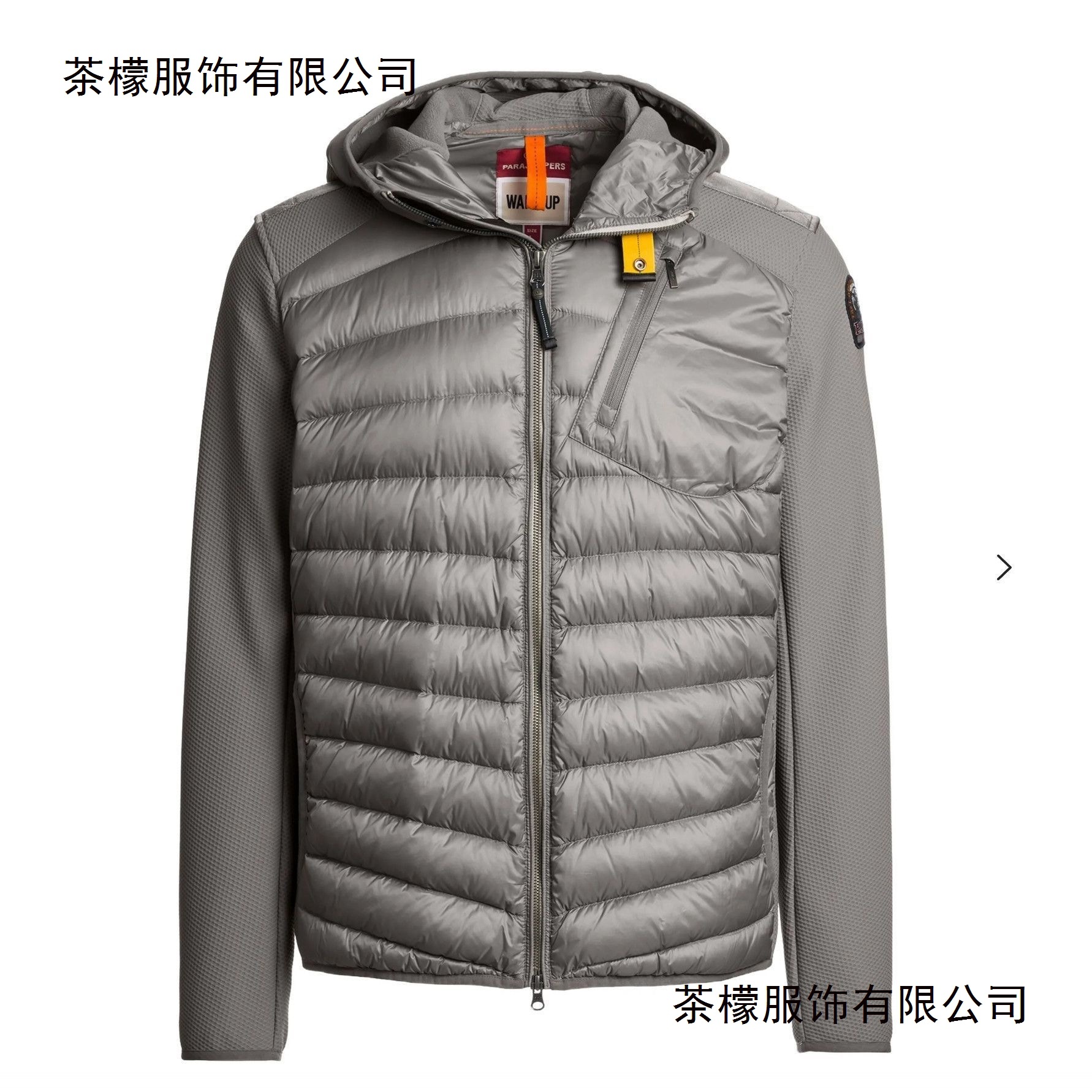 PJS欧美男士连帽拼接鸭绒羽绒服薄款绗缝针织夹克多巴胺轻便外套