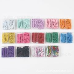 国境を越えた売れ筋のカラフルな 28mm50mm プラスチック製ペーパークリップ 2 コンパートメント組み合わせ箱入りキャンディーカラーのペーパークリップ卸売