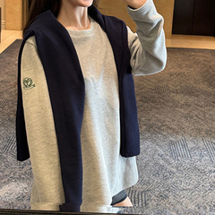 2025格长袖上衣女早秋灰色外穿打底衫T恤其他