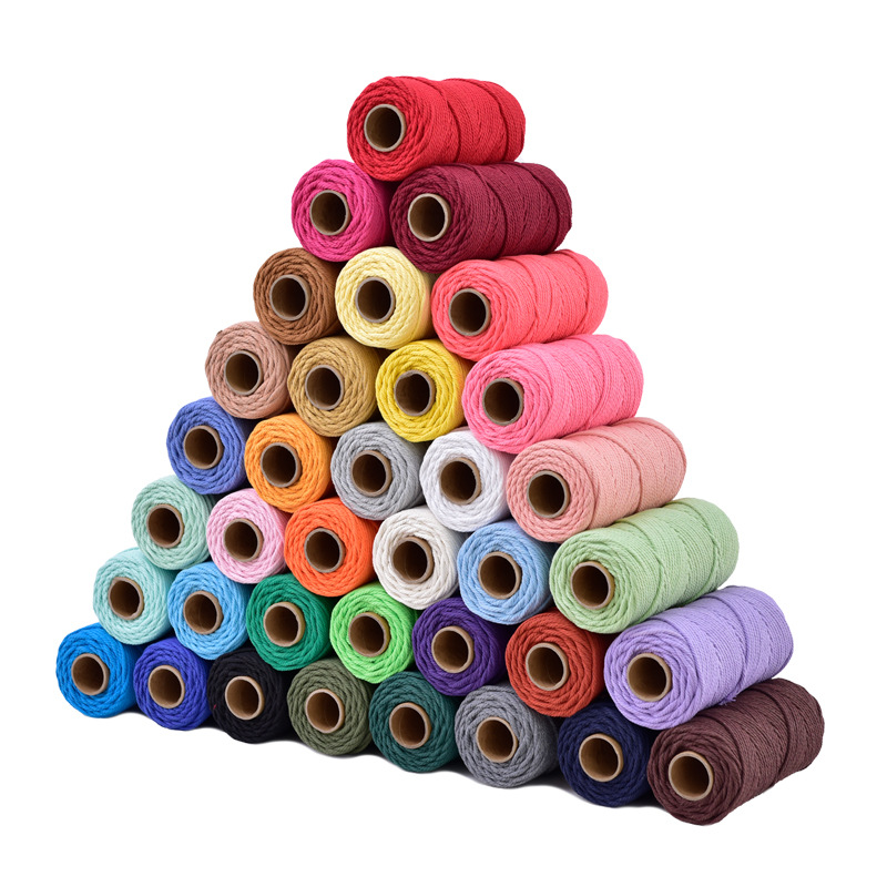 3mm cuerda de algodón colorido diy hecho a mano 4mm cuerda de tapiz cuerda tejida 5mm regalo cuerda de algodón decorativa cuerda de sombrero al por mayor