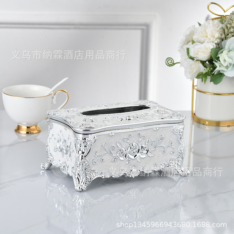 Caja de pañuelos de estilo europeo sala de estar tejido creativo nórdico ins caja de pañuelos de hogar KTV mesa de café simple comida Linda